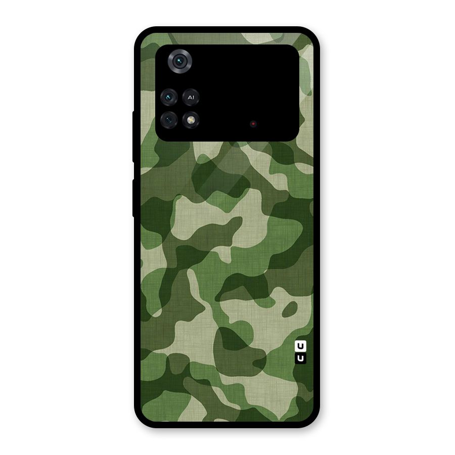 Camouflage Pattern Art Glass Back Case for Poco M4 Pro 4G
