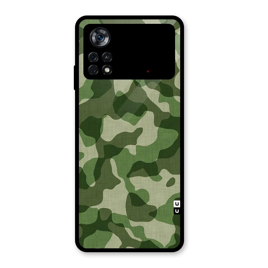 Camouflage Pattern Art Glass Back Case for Poco X4 Pro 5G