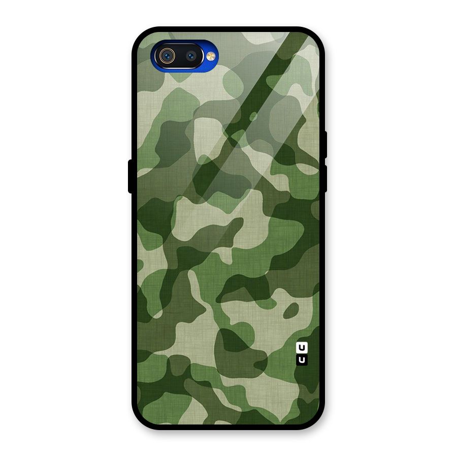 Camouflage Pattern Art Glass Back Case for Realme C2