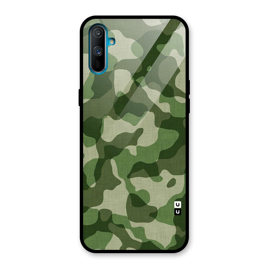 Camouflage Pattern Art Glass Back Case for Realme C3