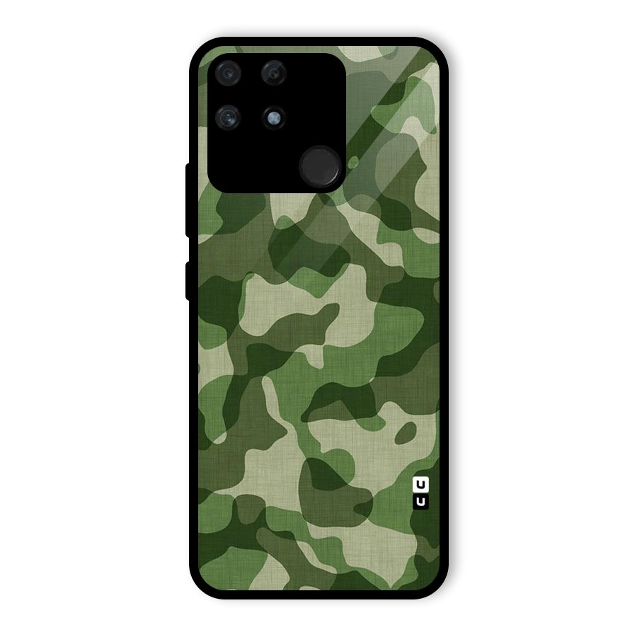 Camouflage Pattern Art Glass Back Case for Realme Narzo 50A