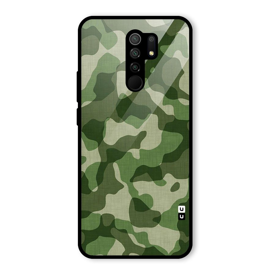 Camouflage Pattern Art Glass Back Case for Redmi 9 Prime