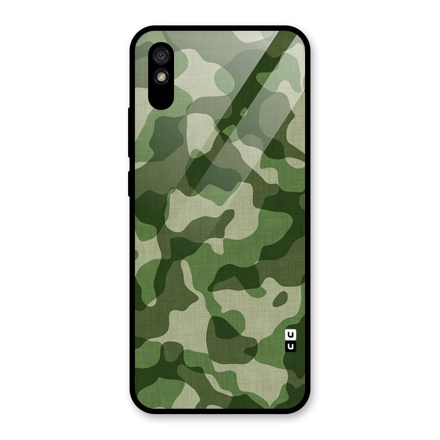 Camouflage Pattern Art Glass Back Case for Redmi 9i