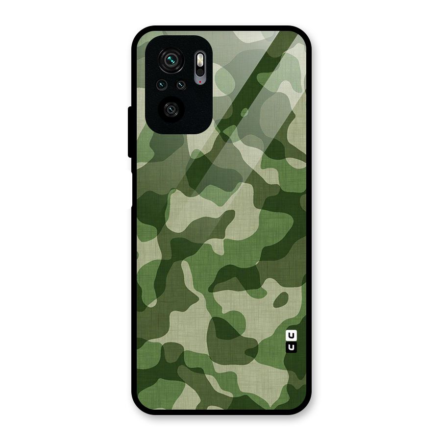 Camouflage Pattern Art Glass Back Case for Redmi Note 10S