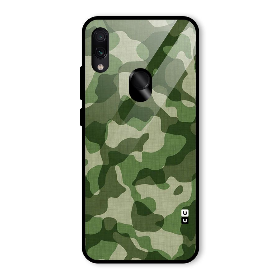 Camouflage Pattern Art Glass Back Case for Redmi Note 7S