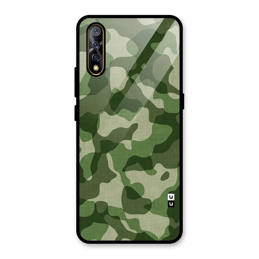 Camouflage Pattern Art Glass Back Case for Vivo S1