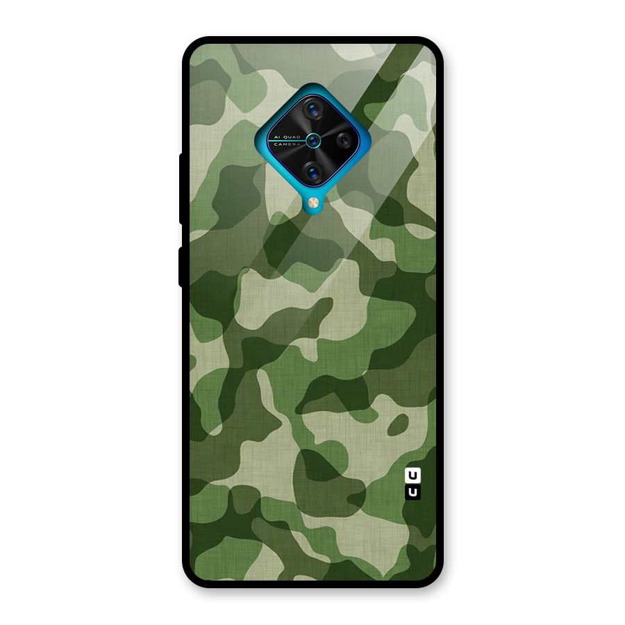 Camouflage Pattern Art Glass Back Case for Vivo S1 Pro