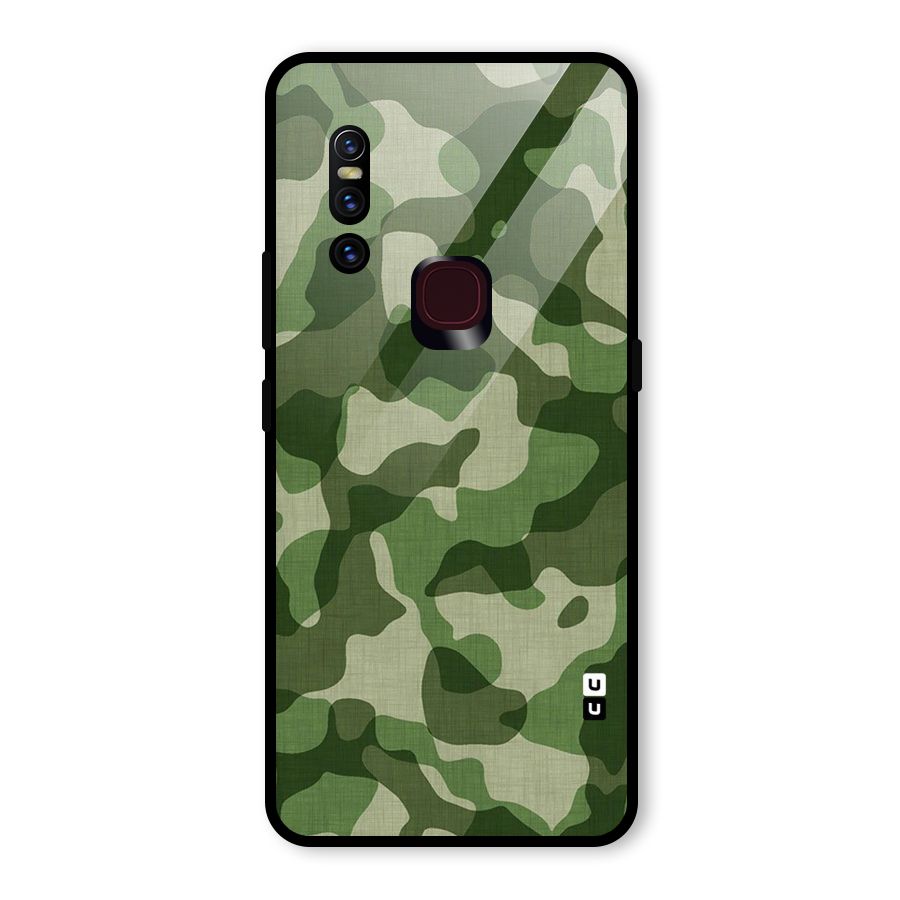 Camouflage Pattern Art Glass Back Case for Vivo V15