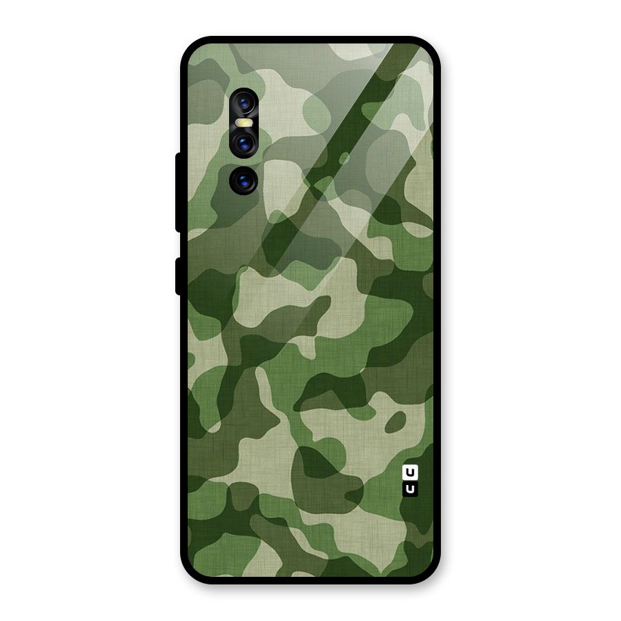 Camouflage Pattern Art Glass Back Case for Vivo V15 Pro