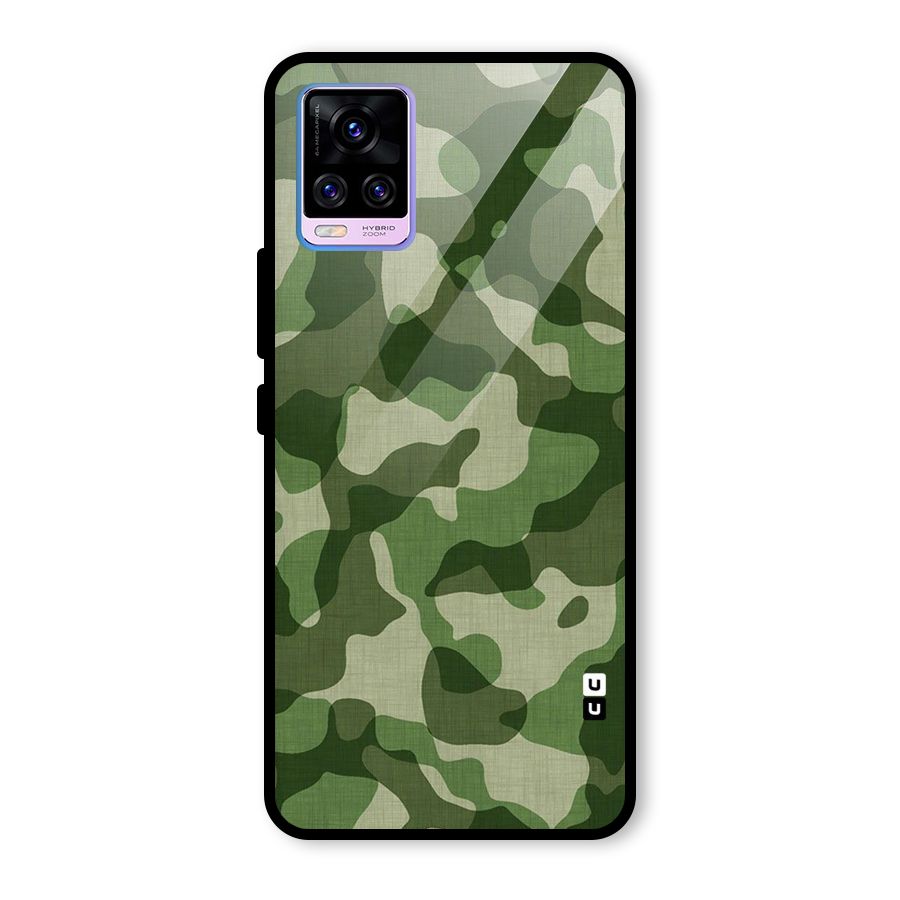Camouflage Pattern Art Glass Back Case for Vivo V20 Pro