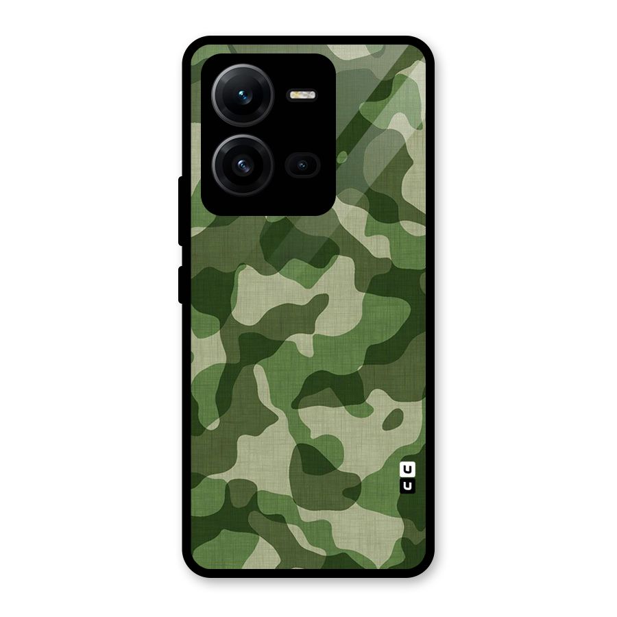 Camouflage Pattern Art Glass Back Case for Vivo V25
