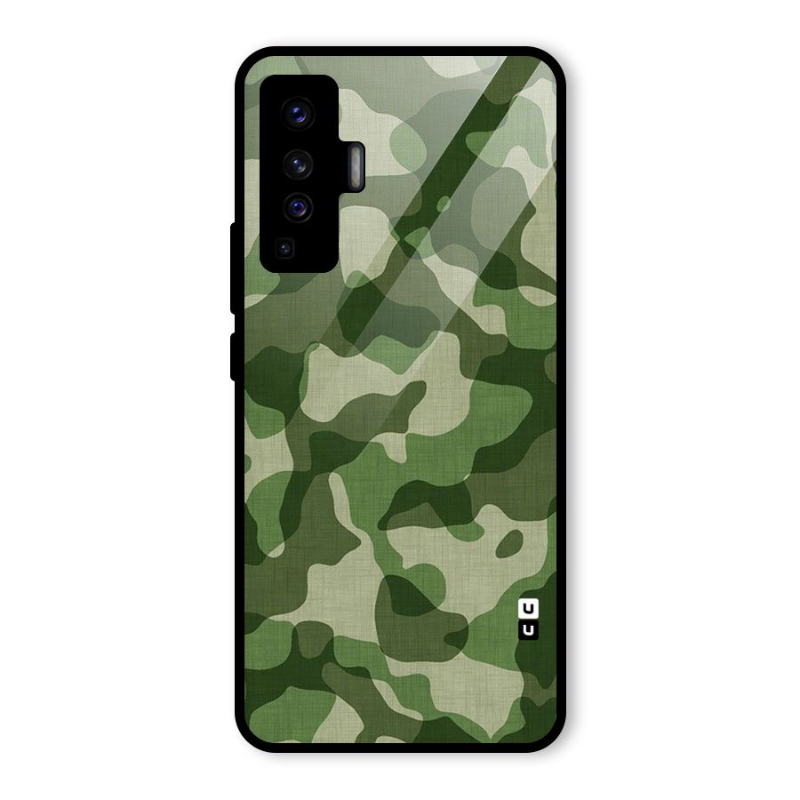 Camouflage Pattern Art Glass Back Case for Vivo X50