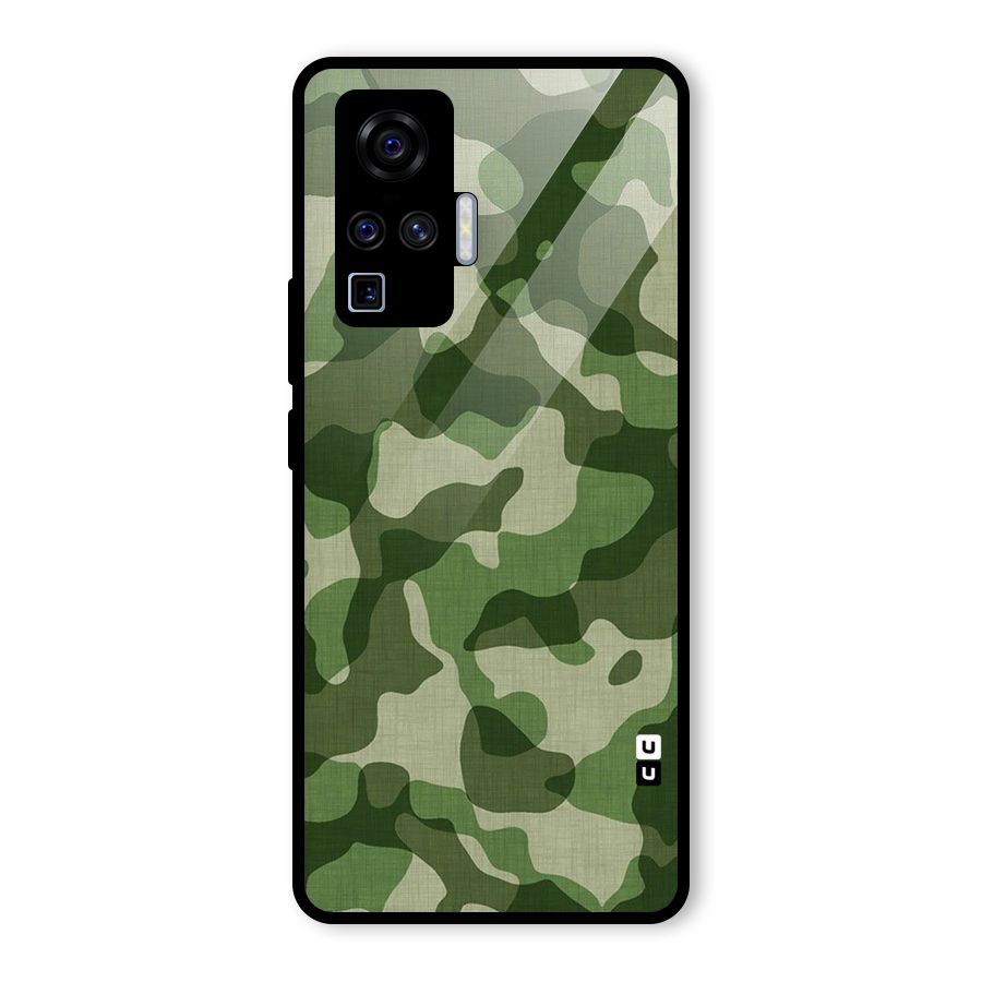 Camouflage Pattern Art Glass Back Case for Vivo X50 Pro