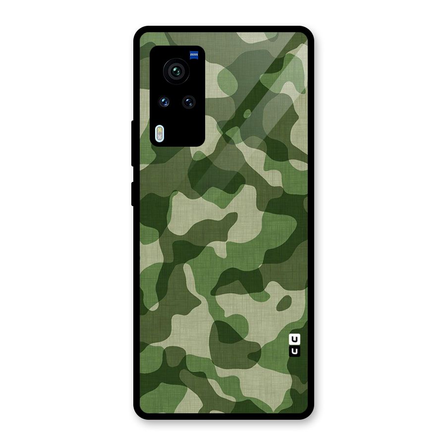 Camouflage Pattern Art Glass Back Case for Vivo X60 Pro