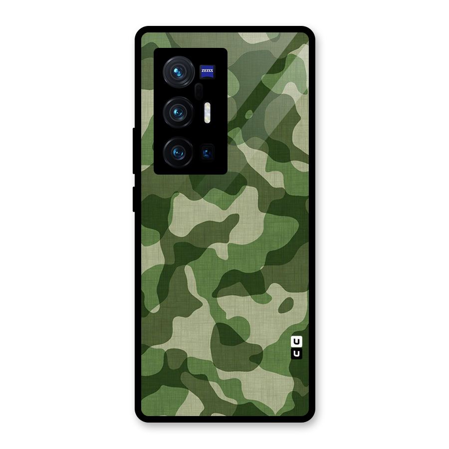 Camouflage Pattern Art Glass Back Case for Vivo X70 Pro Plus