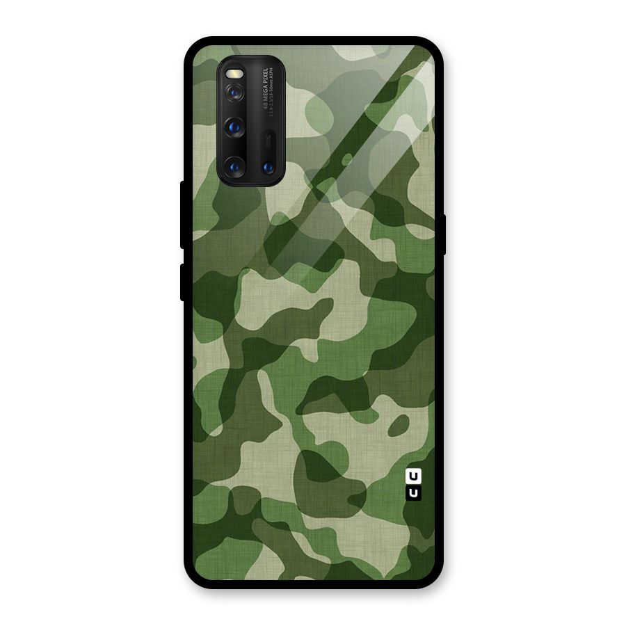 Camouflage Pattern Art Glass Back Case for Vivo iQOO 3