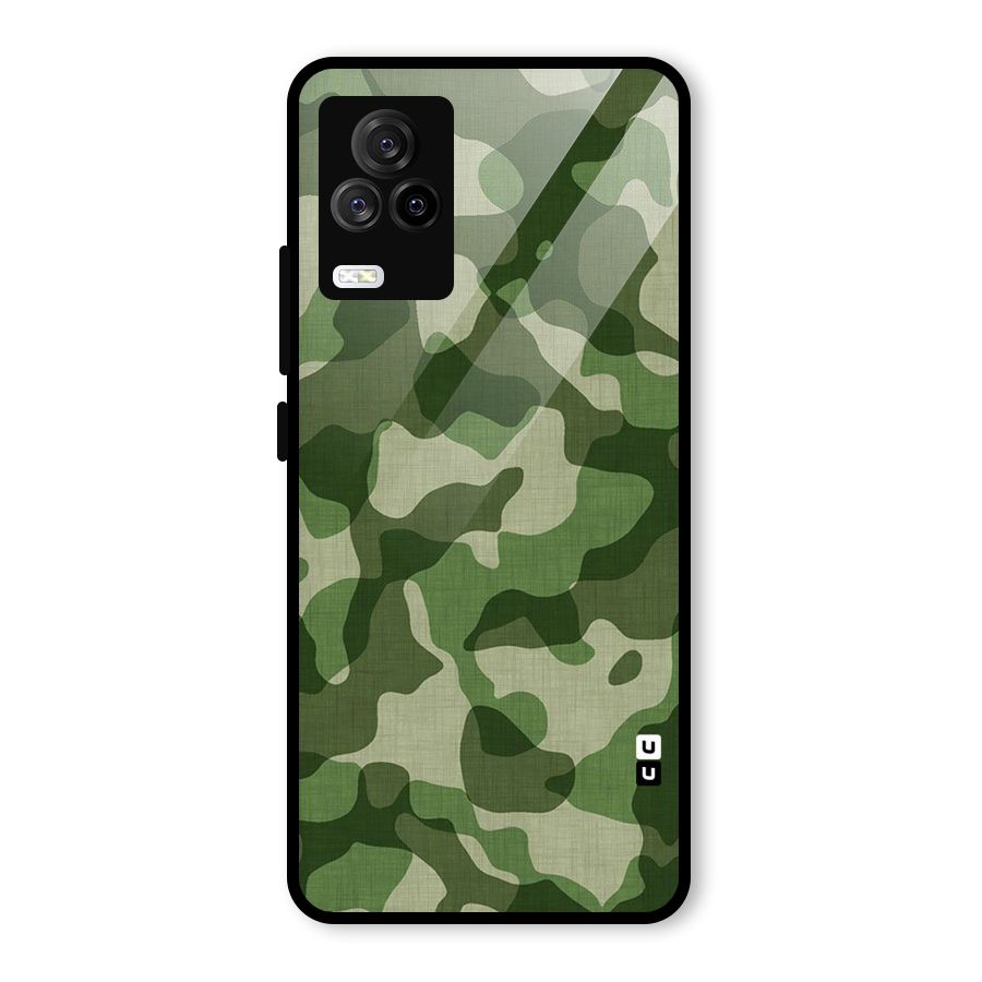 Camouflage Pattern Art Glass Back Case for Vivo iQOO 7 Legend 5G