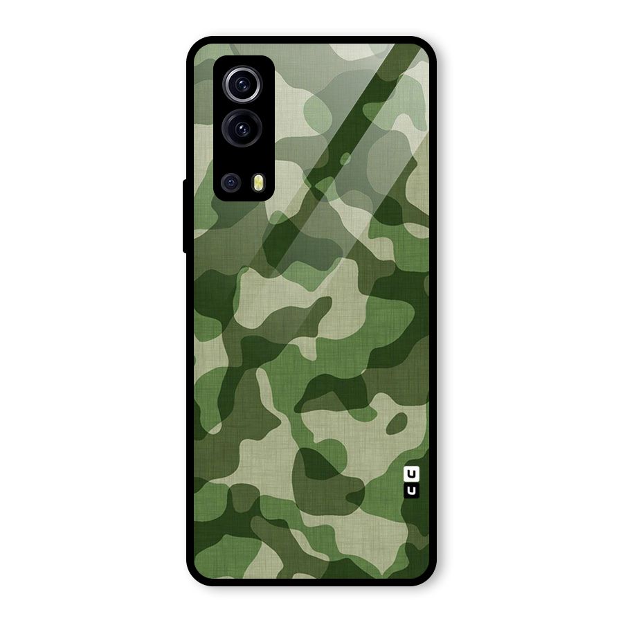 Camouflage Pattern Art Glass Back Case for Vivo iQOO Z3
