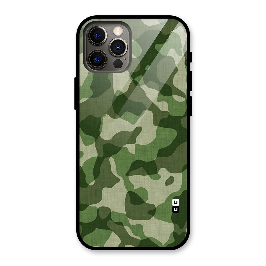 Camouflage Pattern Art Glass Back Case for iPhone 12 Pro
