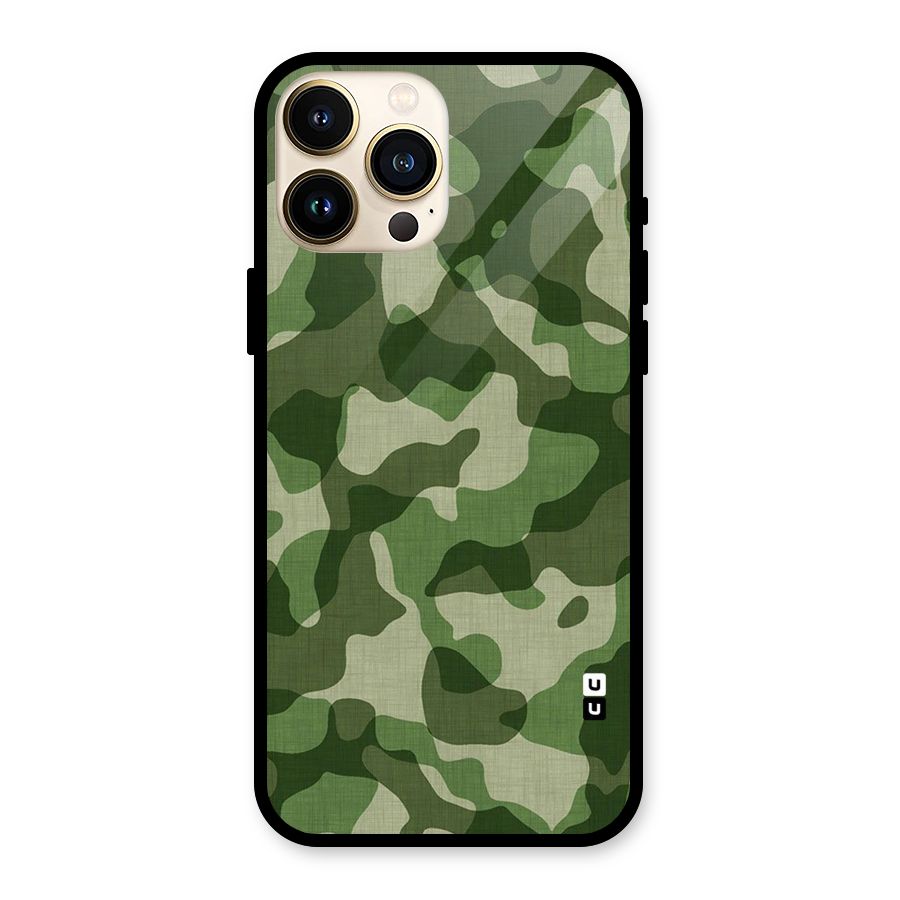 Camouflage Pattern Art Glass Back Case for iPhone 13 Pro Max