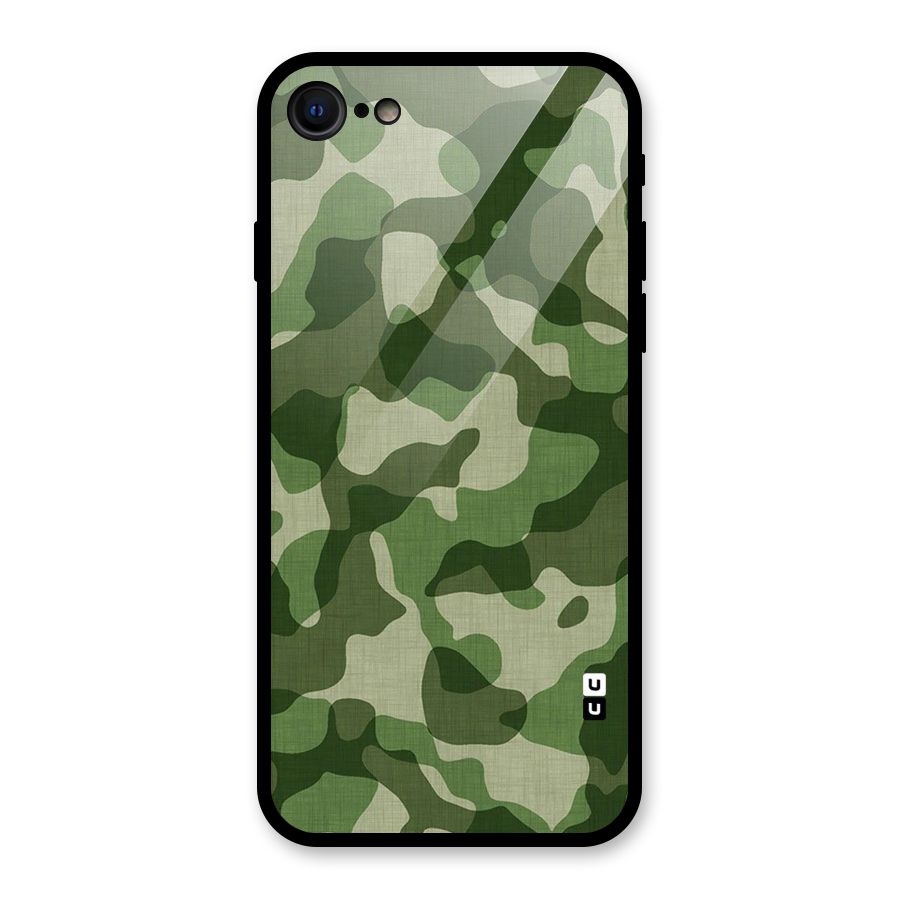 Camouflage Pattern Art Glass Back Case for iPhone SE 2022