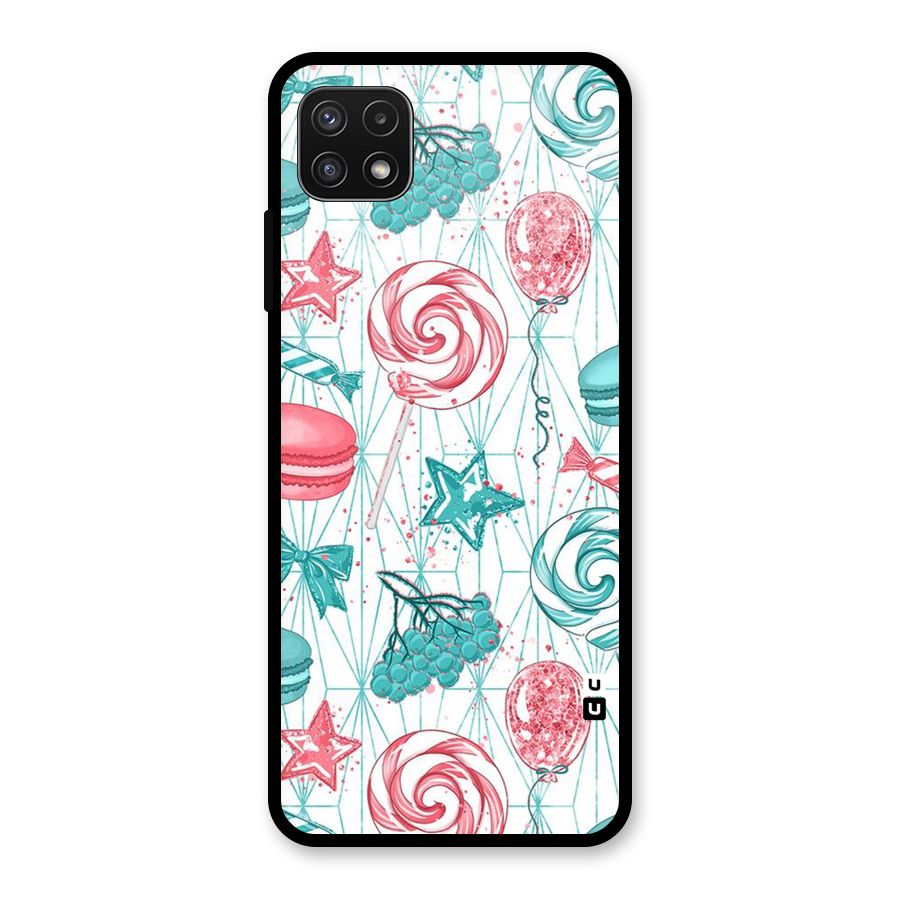 Candies And Macroons Glass Back Case for Galaxy A22 5G