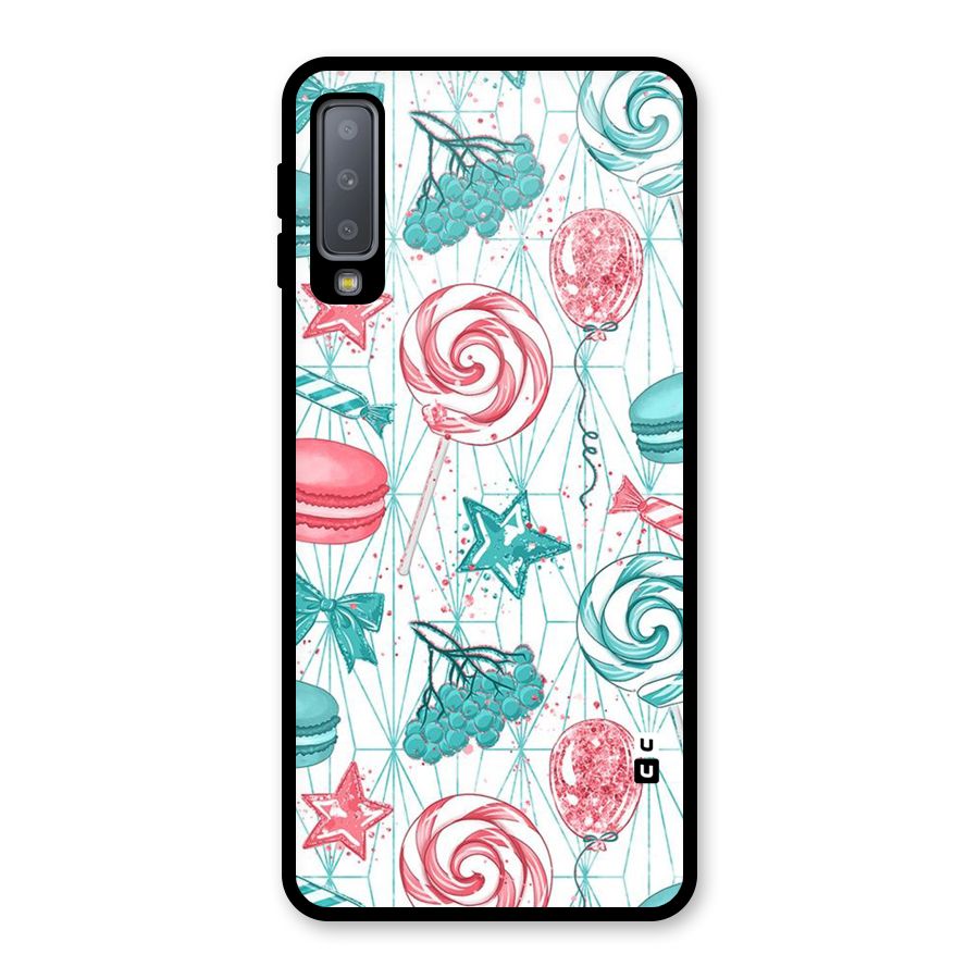Candies And Macroons Glass Back Case for Galaxy A7 (2018)