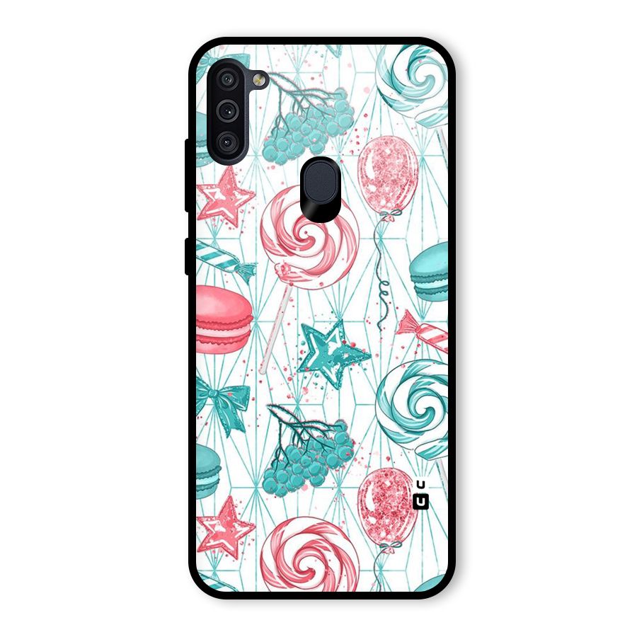 Candies And Macroons Glass Back Case for Galaxy M11