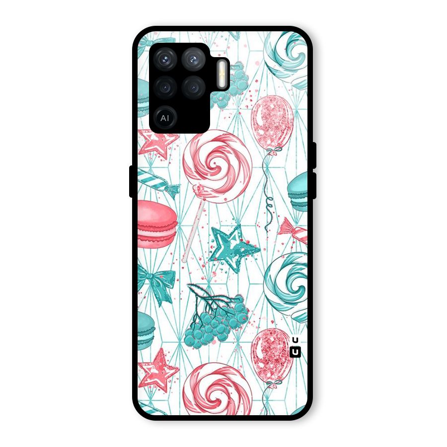Candies And Macroons Glass Back Case for Oppo F19 Pro