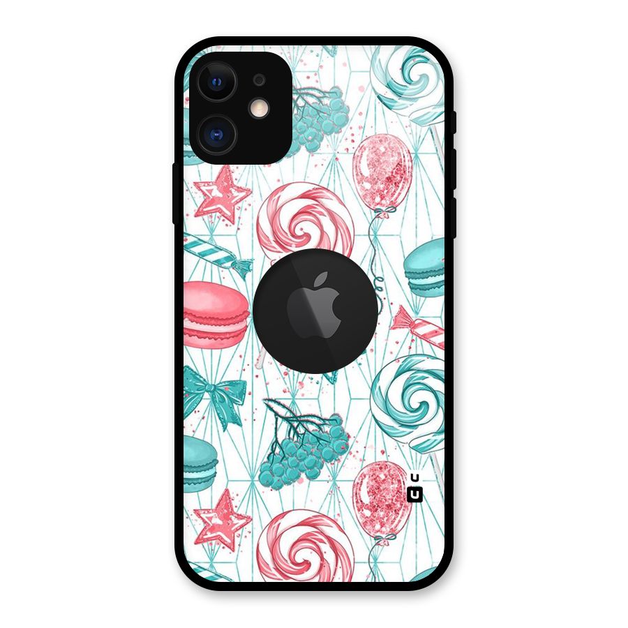 Candies And Macroons Glass Back Case for iPhone 11 Logo Cut