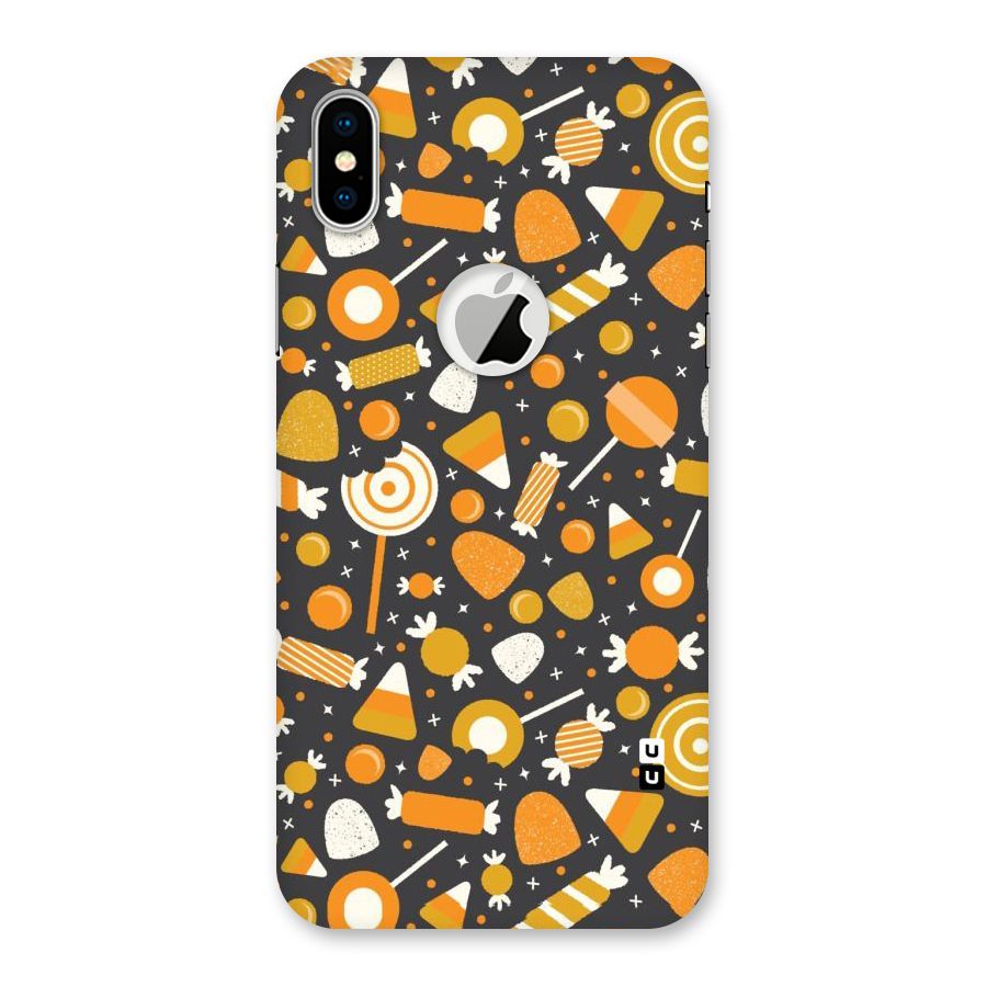Candies Pattern Back Case for iPhone X Logo Cut