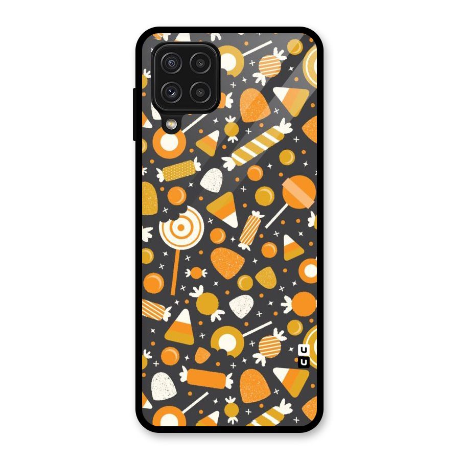 Candies Pattern Glass Back Case for Galaxy A22 4G