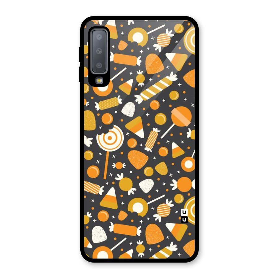 Candies Pattern Glass Back Case for Galaxy A7 (2018)
