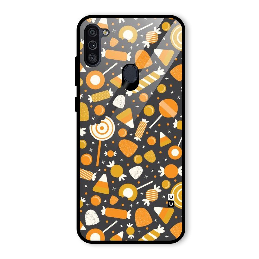 Candies Pattern Glass Back Case for Galaxy M11