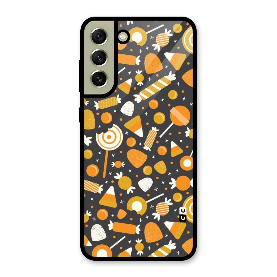 Candies Pattern Glass Back Case for Galaxy S21 FE 5G