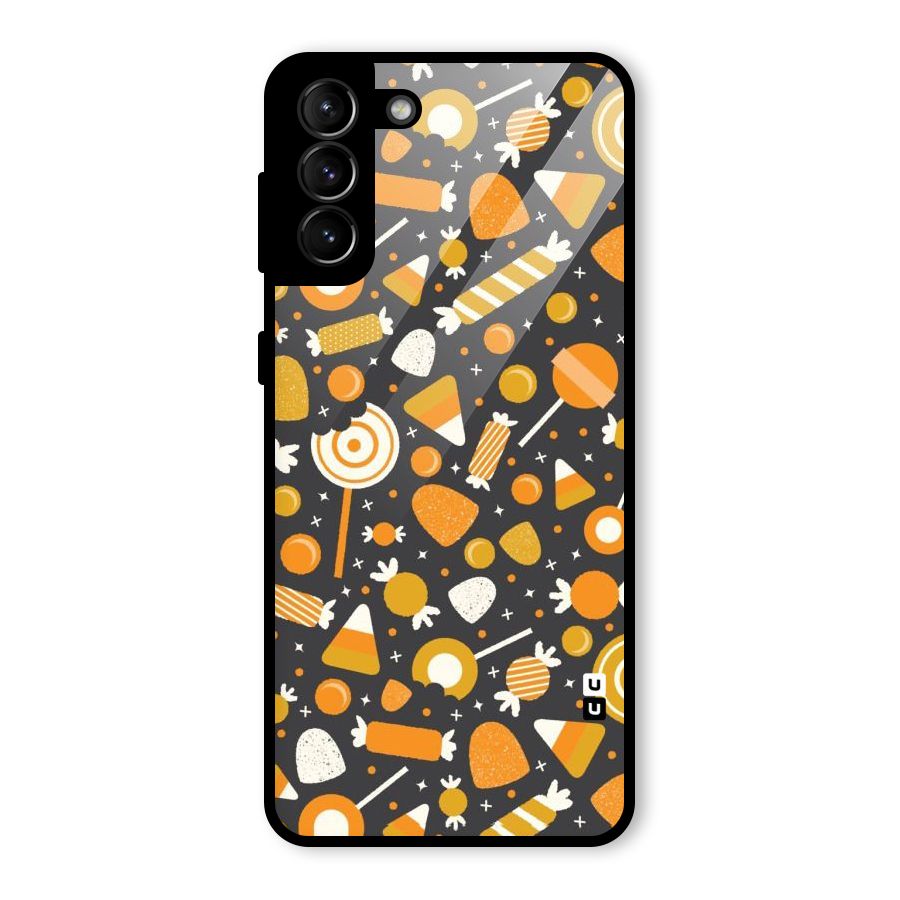 Candies Pattern Glass Back Case for Galaxy S21 Plus