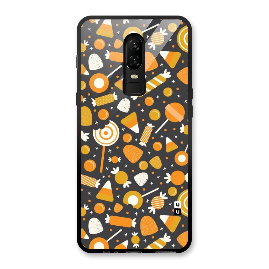 Candies Pattern Glass Back Case for OnePlus 6