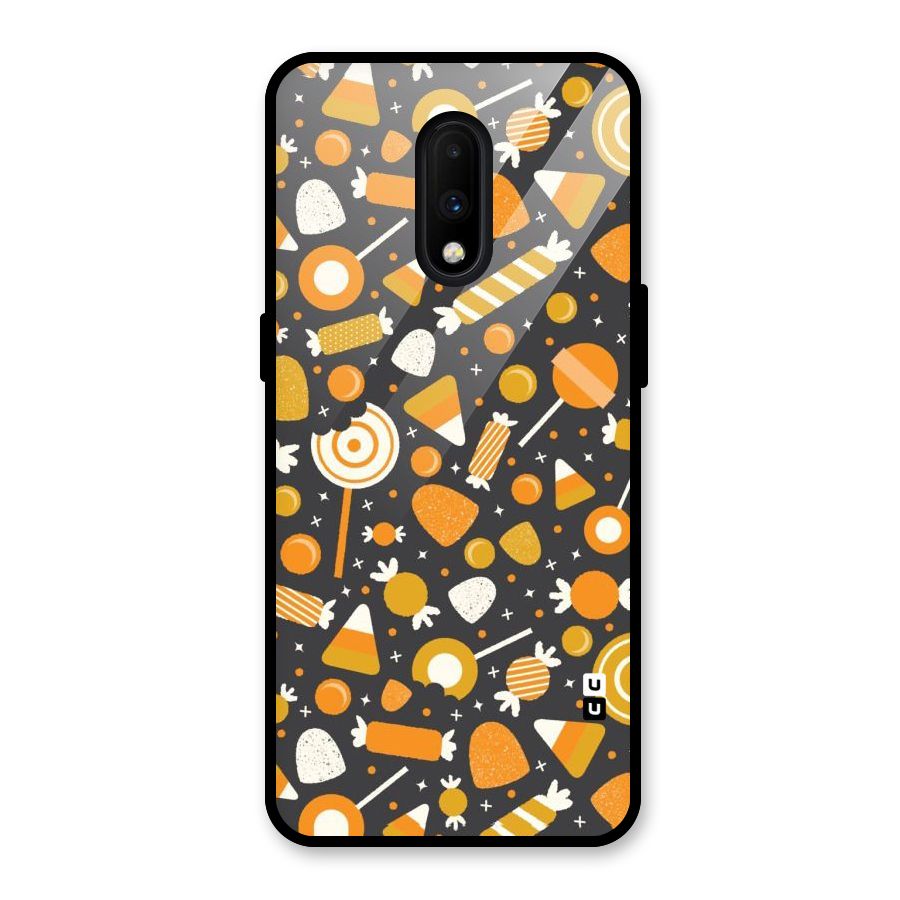Candies Pattern Glass Back Case for OnePlus 7