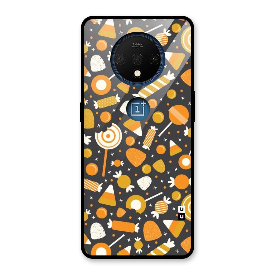 Candies Pattern Glass Back Case for OnePlus 7T