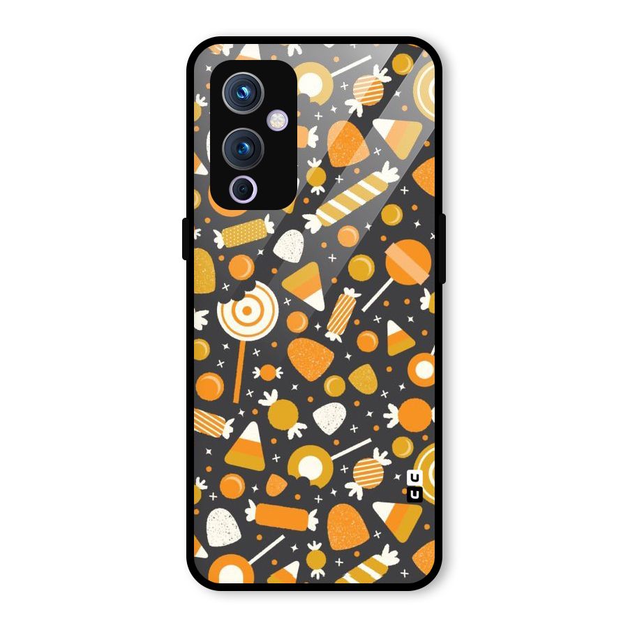 Candies Pattern Glass Back Case for OnePlus 9