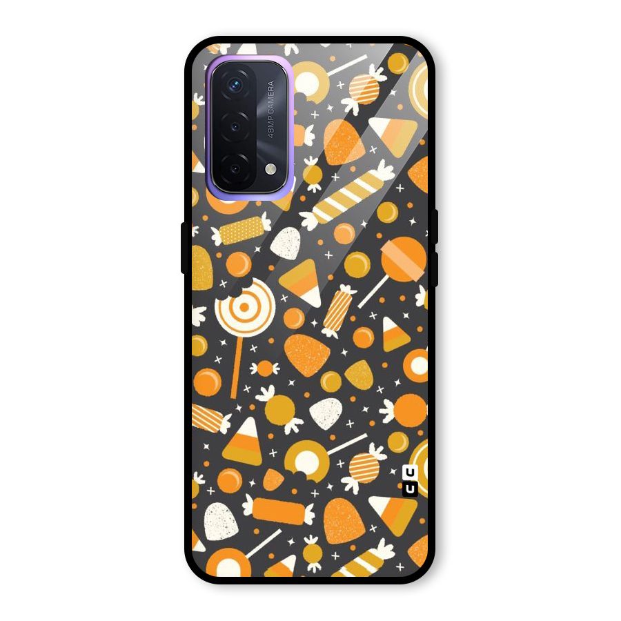 Candies Pattern Glass Back Case for Oppo A74 5G