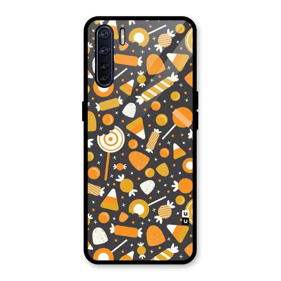Candies Pattern Glass Back Case for Oppo F15