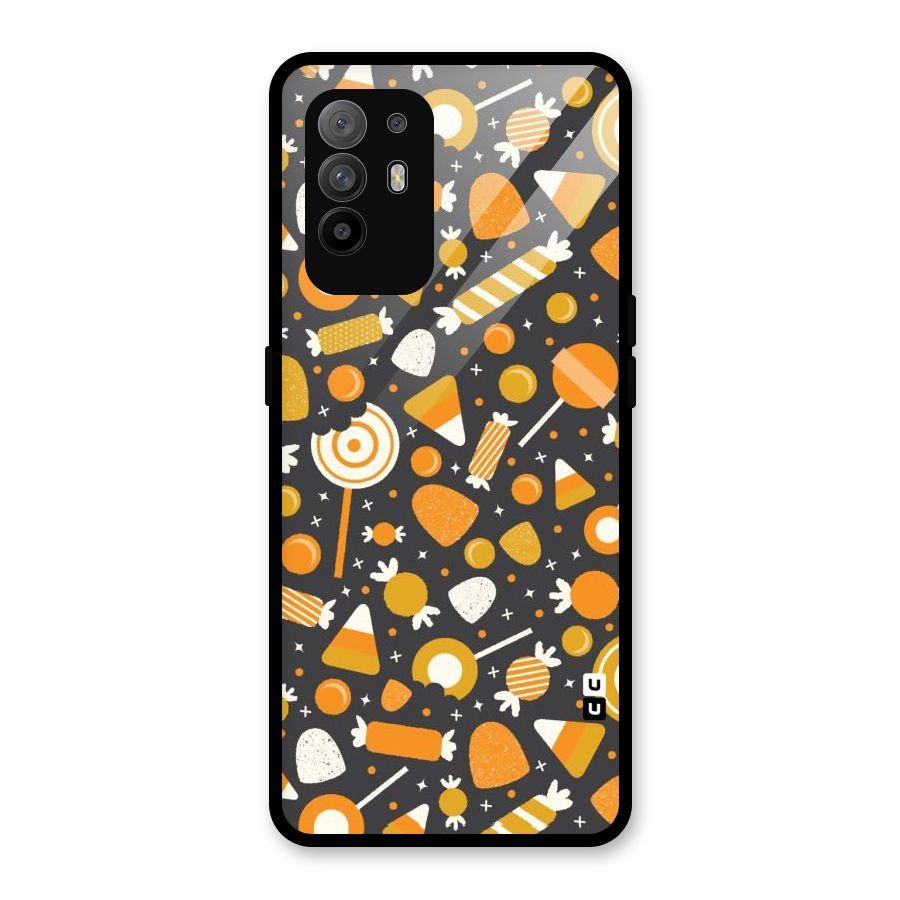 Candies Pattern Glass Back Case for Oppo F19 Pro Plus 5G