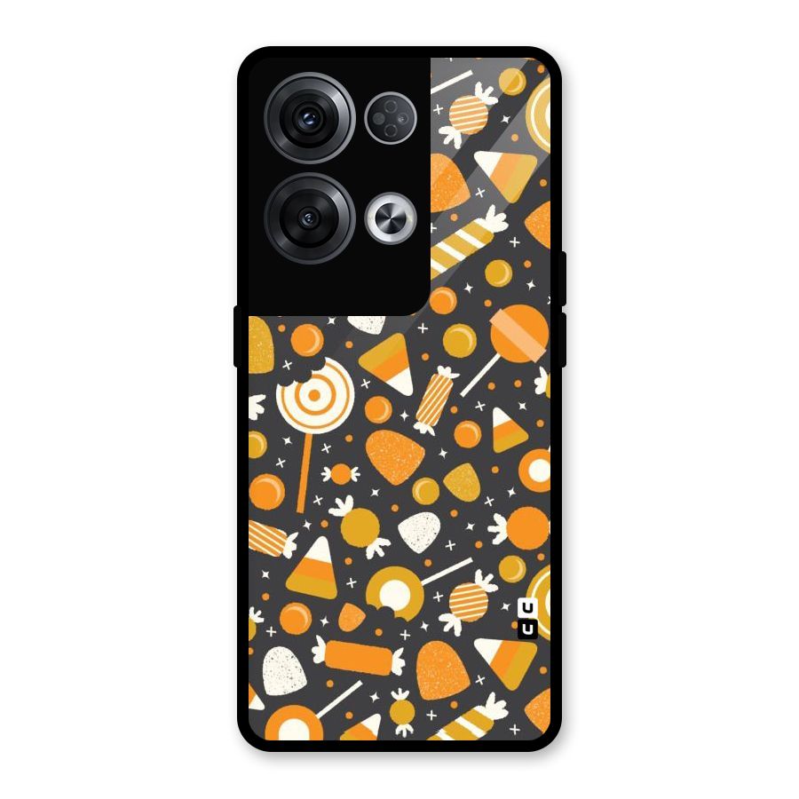 Candies Pattern Glass Back Case for Oppo Reno8 Pro 5G