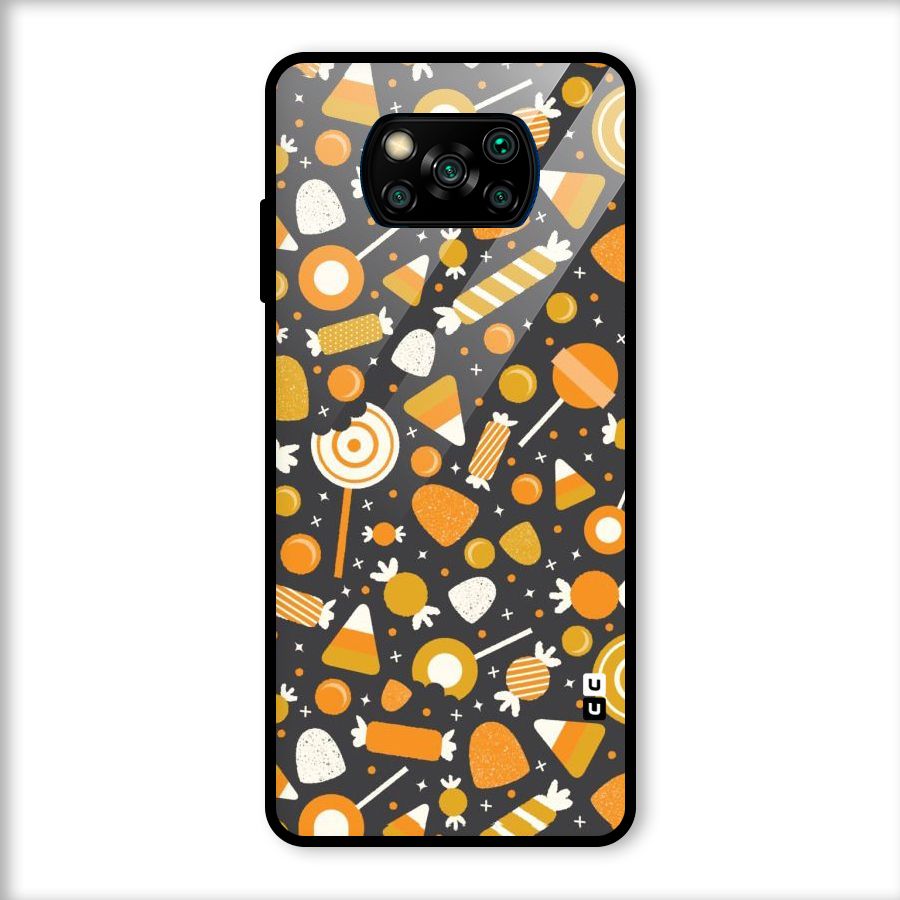 Candies Pattern Glass Back Case for Poco X3