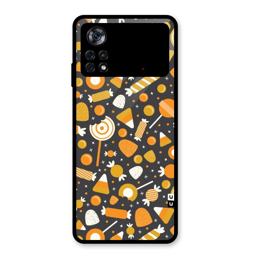 Candies Pattern Glass Back Case for Poco X4 Pro 5G