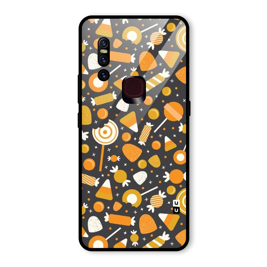 Candies Pattern Glass Back Case for Vivo V15