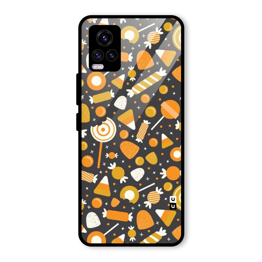 Candies Pattern Glass Back Case for Vivo V20