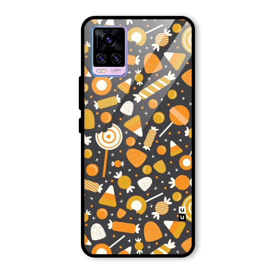 Candies Pattern Glass Back Case for Vivo V20 Pro