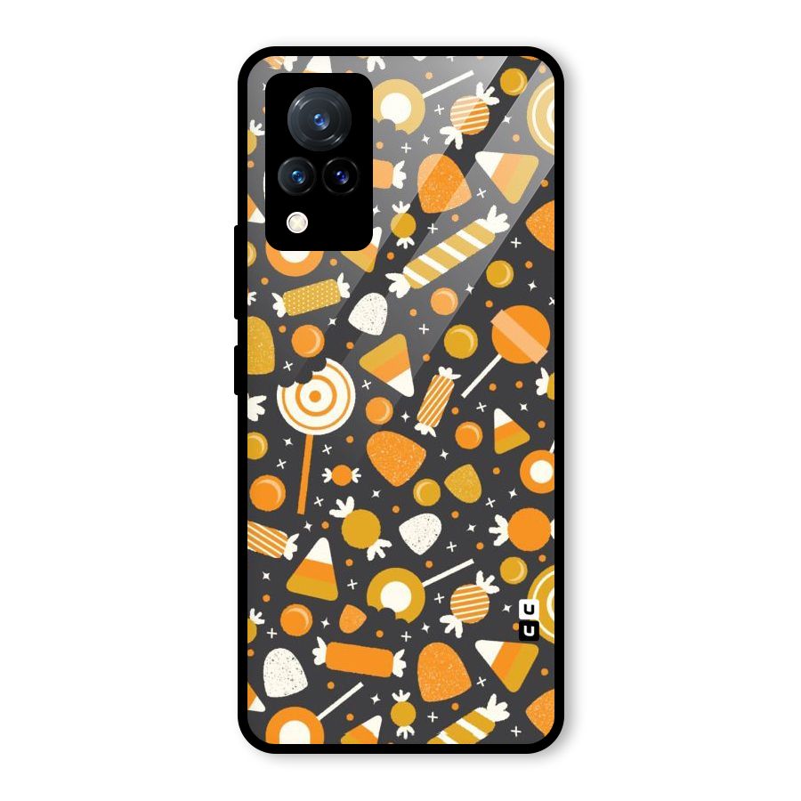 Candies Pattern Glass Back Case for Vivo V21 5G